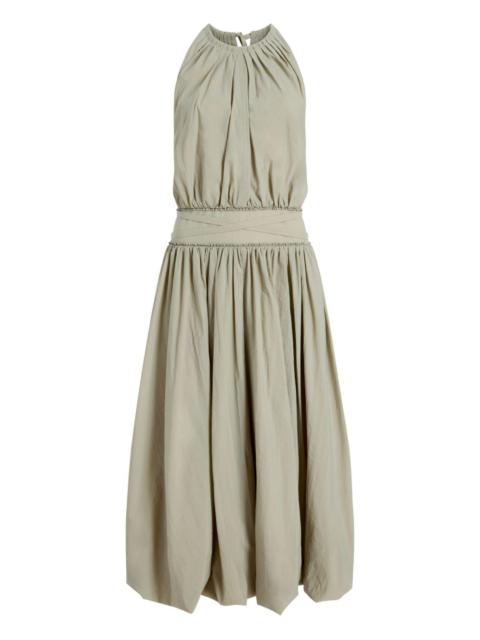 gathered halterneck midi dress