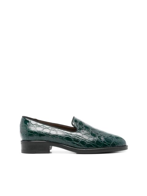 crocodile-effect leather loafers