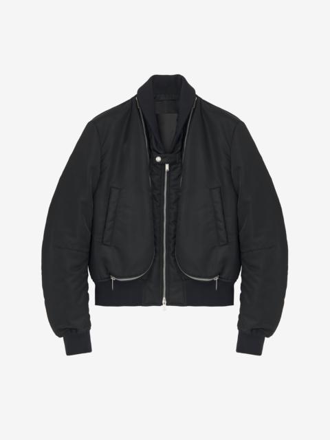 Zip Detail Cropped Bomber Jacket