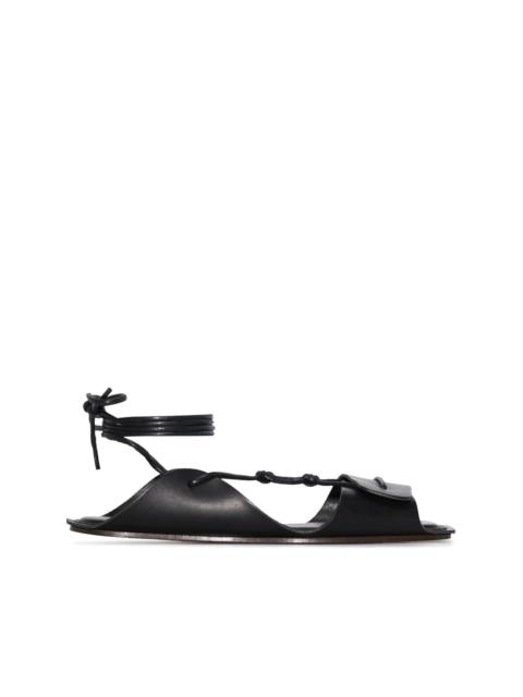 tie-fastened leather sandals