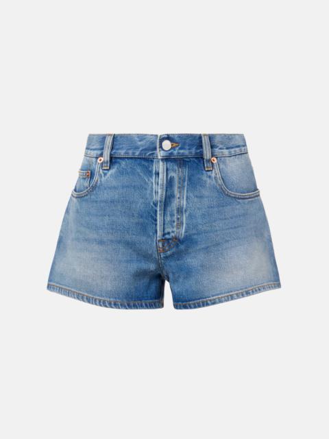 Mid-rise denim shorts