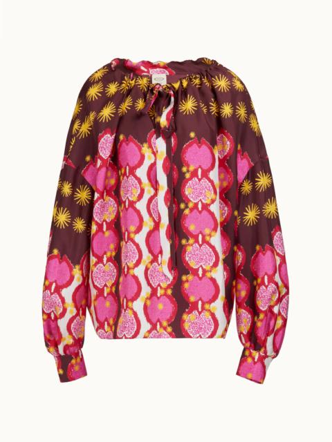 BLOUSE IN SILK - WHITE, RED, PINK