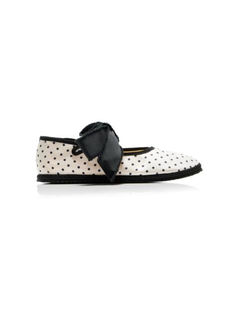Exclusive Riviera Convertible Bow Polka-Dot Silk Mary Jane Flats black/white