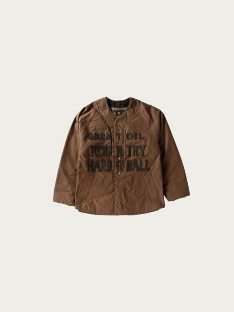 Weather Cotton Oil Coating Baseball Blouson - Khaki