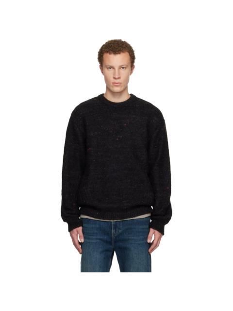 Black Stitch Line Round Neck Sweater