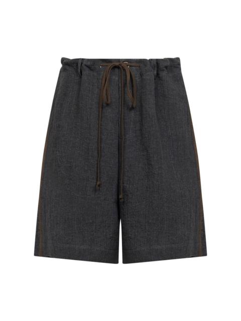 Dark grey linen and cotton Panther Bermuda shorts