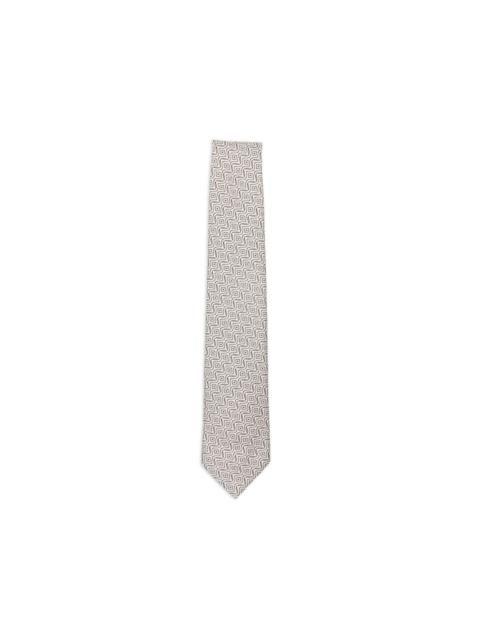 geometric pattern silk tie