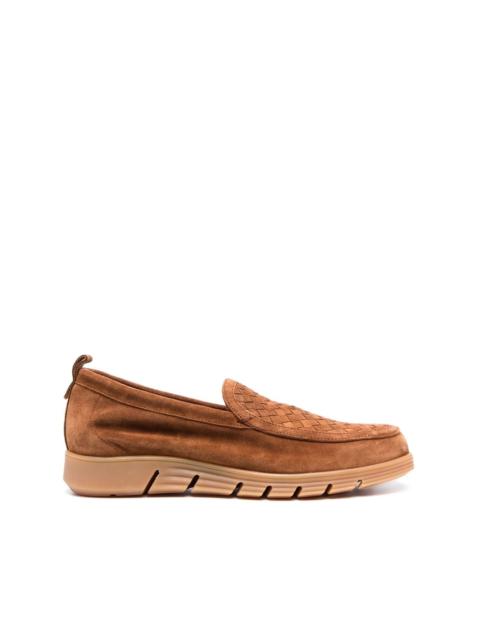 interwoven-panel leather loafers