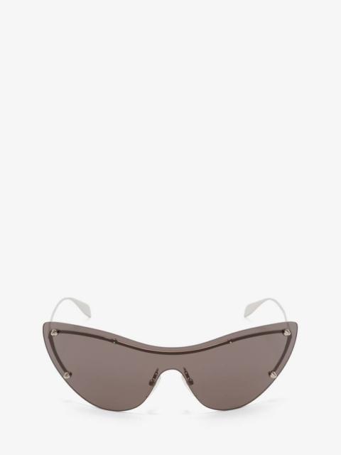 Women's Spike Studs Cat-eye Mask Sunglasses in Smoke/silver