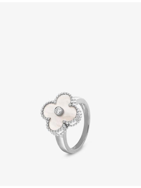 Vintage Alhambra white-gold and 0.06ct diamond ring