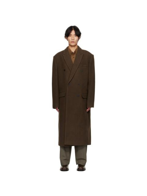 Brown Double-Breasted Long Coat