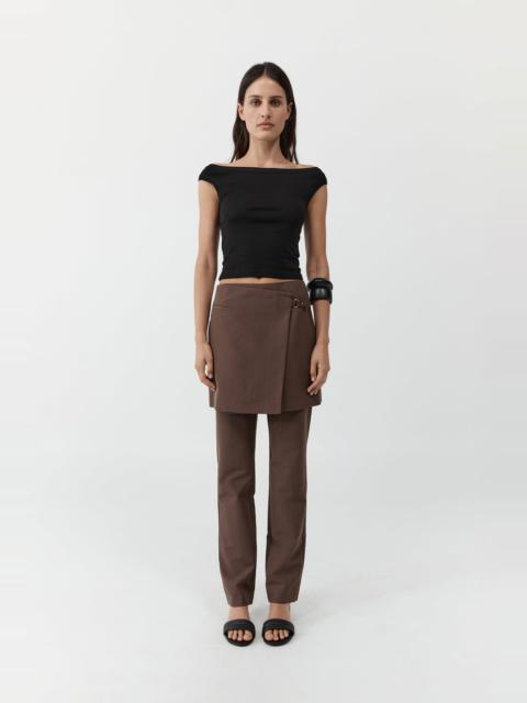 Silk Canvas Wrap Skirt - Mud