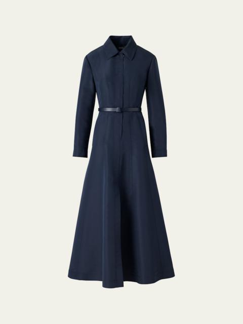 Ottoman Silk Belted A-Line Midi Shirtdress