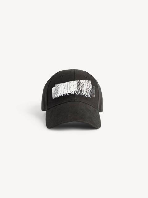 Men's Silver Tape Balenciaga Back Cap in Black