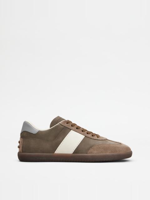 TOD'S TABS SNEAKERS IN SUEDE E NUBUCK - BROWN, GREY, WHITE