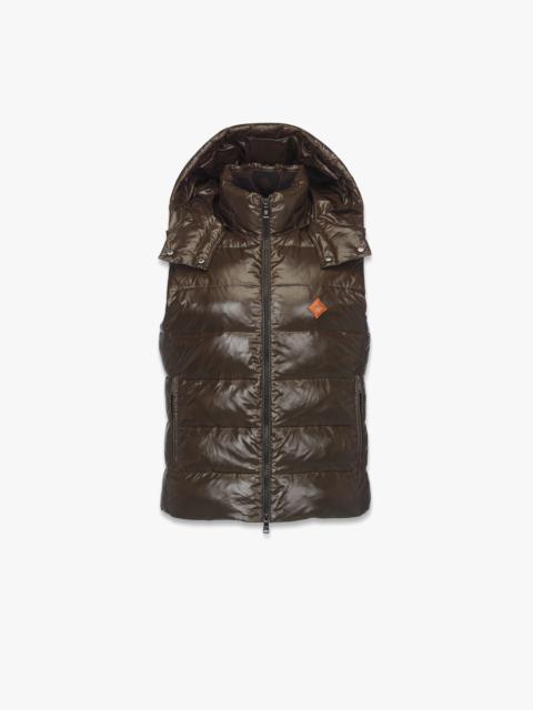Puffer Down Vest w/ Detachable Hood in Recycled Nylon