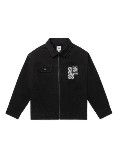 Vans Printing Embroidered lapel Zipper Long Sleeves Jacket Unisex Black VN0A7Q19BLK