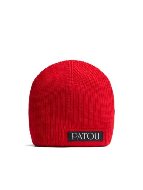 logo-tag wool beanie