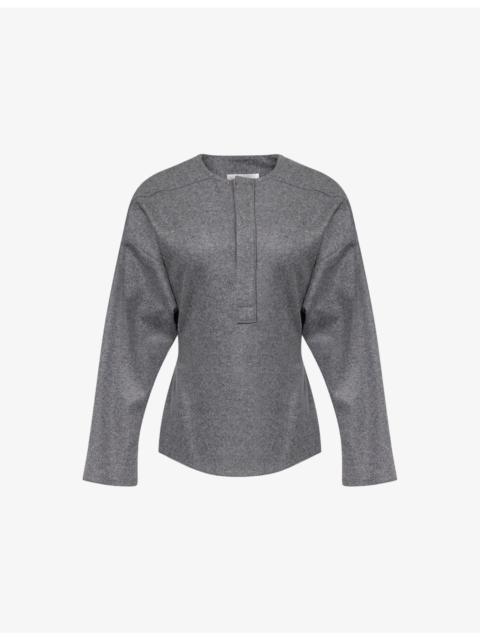 Henley Gathered Wool And Cashmere Top