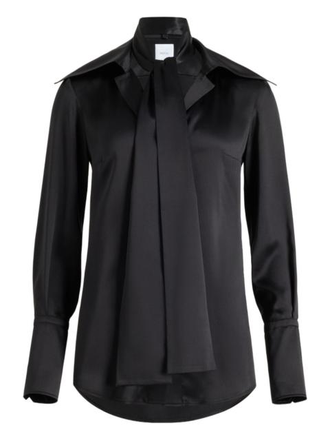 wide-collar silk blouse