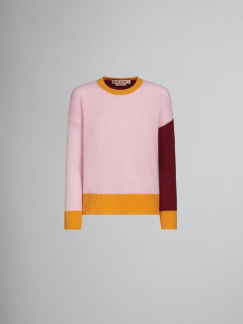 PINK COLOUR-BLOCK CASHMERE JUMPER