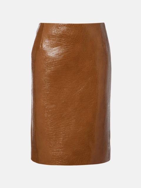 Embossed leather pencil skirt