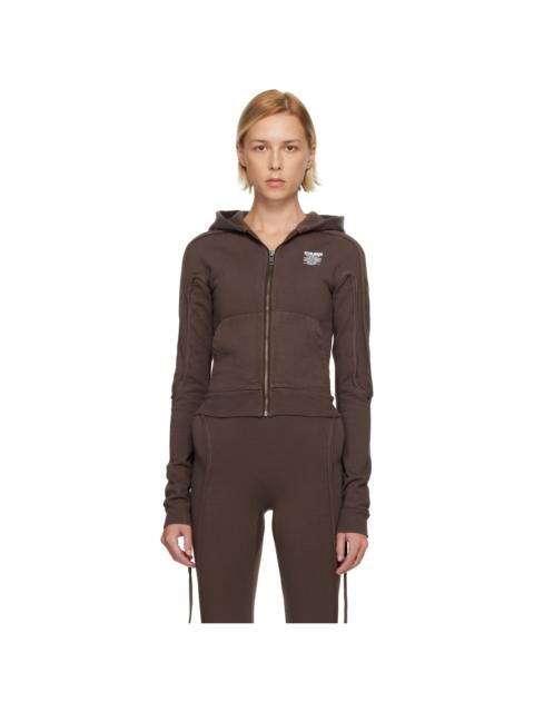 Brown Fitted Zip Hoodie