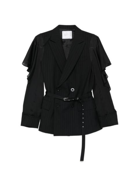 pinstripe belted blazer