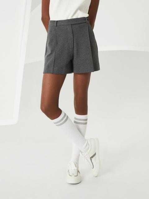 Techno cotton piqué baggy shorts