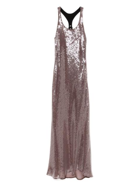 leather-harness sequinned dress