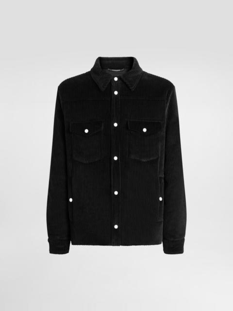 Padded and quilted velvet shirt jacket