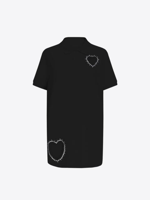 CRYSTAL HEART CUTOUT POLO DRESS