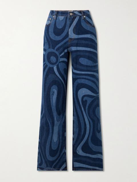 Marmo printed high-rise wide-leg jeans Blue