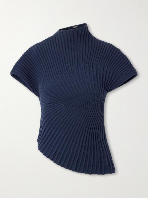 Annemie Asymmetric Ribbed Cotton Top