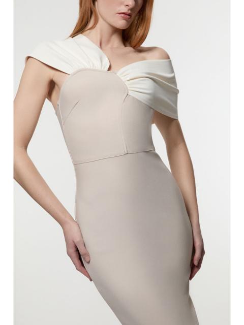 Figure Form Bandage Asymmetric Strap Knit Midi Dress