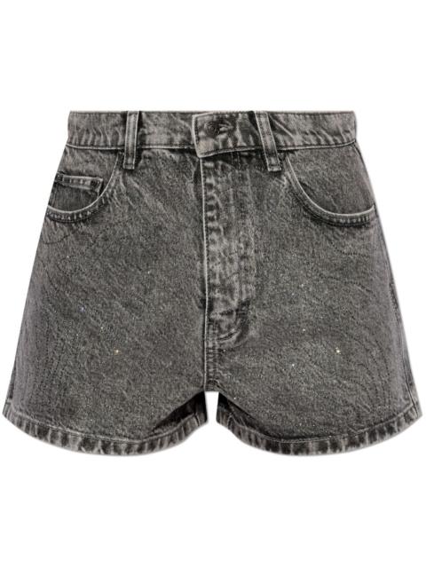 acid-wash denim shorts