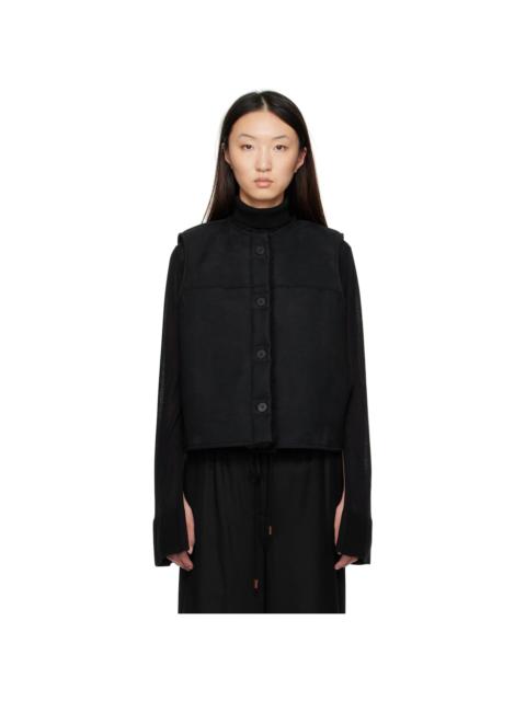 Black Faux-Shearling Reversible Vest