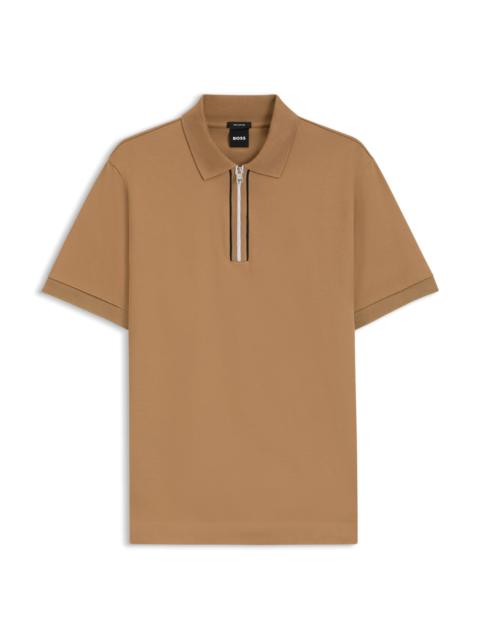 MERCERIZED COTTON POLO SHIRT WITH CONTRAST ZIP