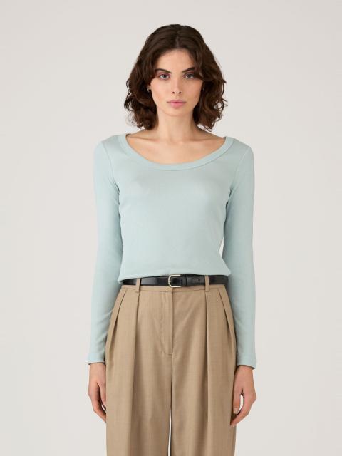 Ribbed Scoop Neck T‑shirt