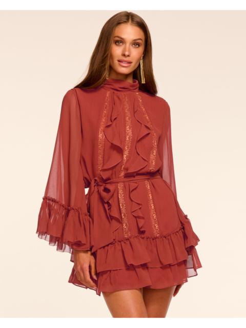 Claudia Silk Chiffon Ruffle Tiered Mini Dress