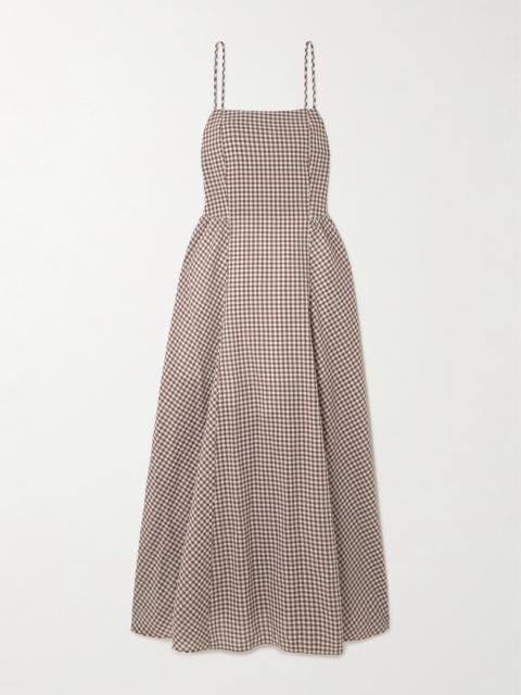 Callie Pleated Gingham Cotton-voile Midi Dress