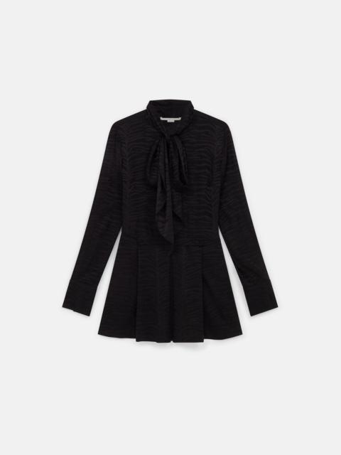 Tiger Print Tie-Neck Midi Dress