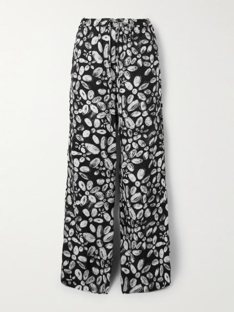 Printed Crepe Straight-leg Pants