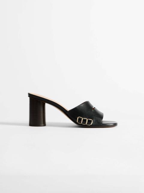 WOMENS LOAFER MULE HEELED SANDAL IN BLACK