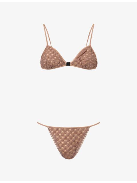 Metallic-Knit Bikini-Set