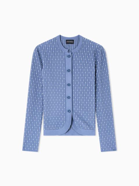 POLKA-DOT VISCOSE-JACQUARD PLAIN-KNIT CARDIGAN