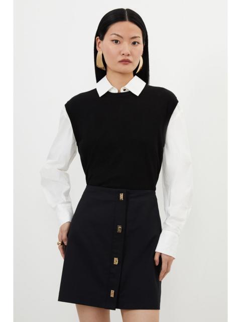 Tall Techno Cotton Woven Skirt With Gold Clasp