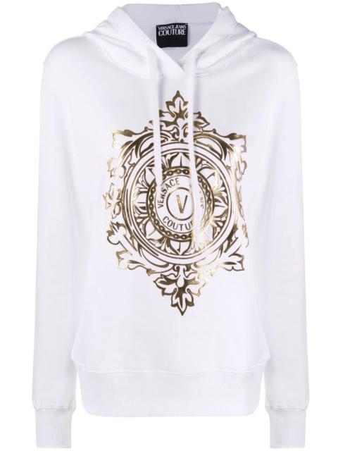 V-Emblem cotton hoodie
