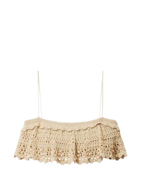 Oraviel beaded-details crochet cotton tank top