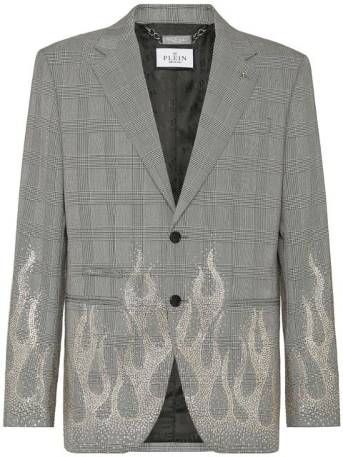 rhinestone-flame embellished blazer